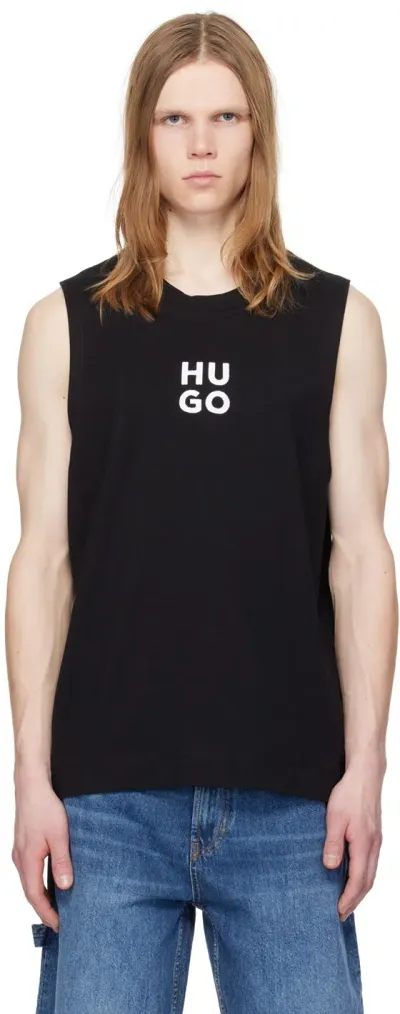 Hugo Black Beach Tank Top In 001-black