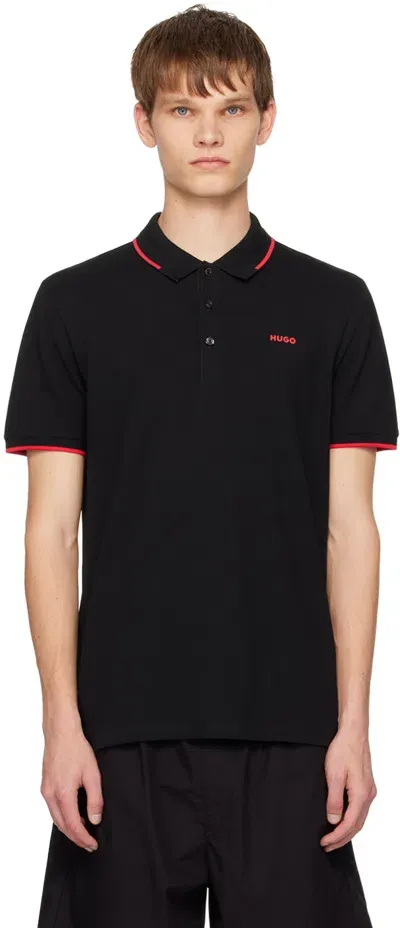 Hugo Logo-print Polo Shirt In Black