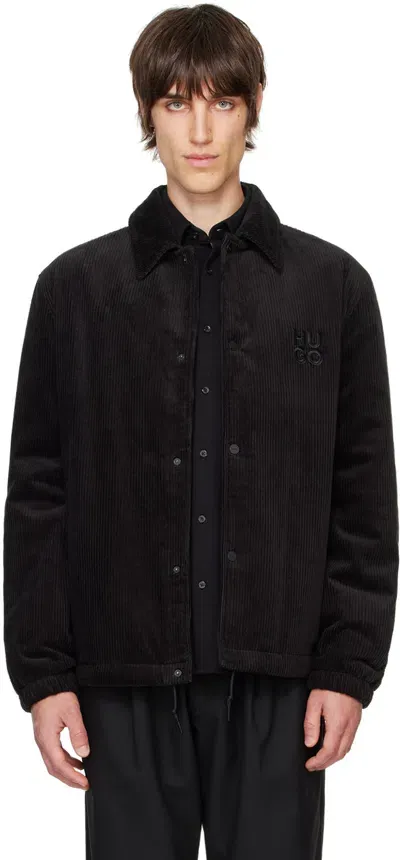 Hugo Black Corduroy Jacket In 001-black