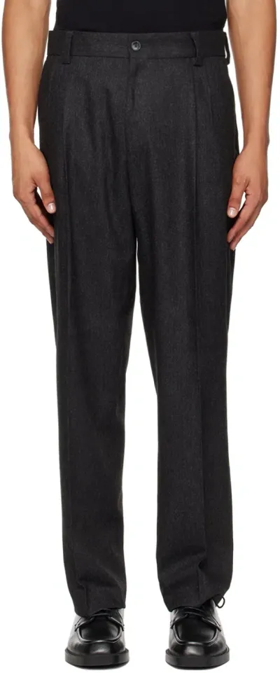 Hugo Black Creased Trousers In 001-black