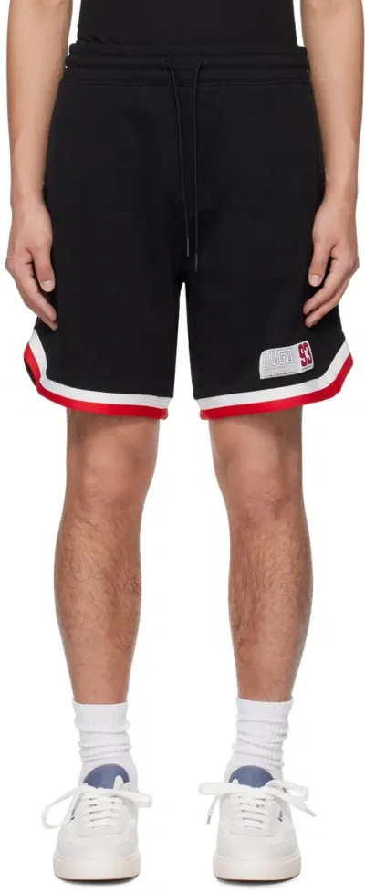 Hugo Black Drawstring Shorts In 001-black