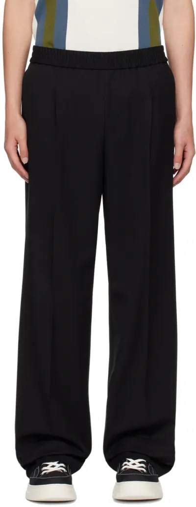 Hugo Black Elasticized Trousers In 001