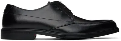 Hugo Leather Derby Lace-up Shoes With Embossed Branding In Black