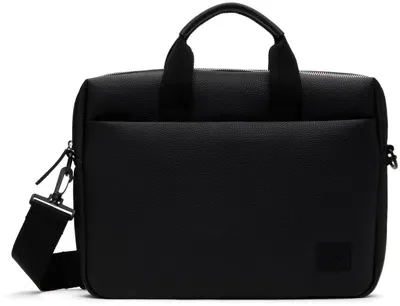 Hugo Black Grained Faux-leather Briefcase In 001-black