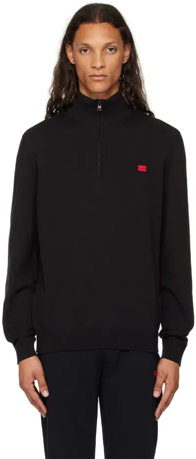 Hugo San Quintus-c Mens 1/4 Zip Pullover In Black 001