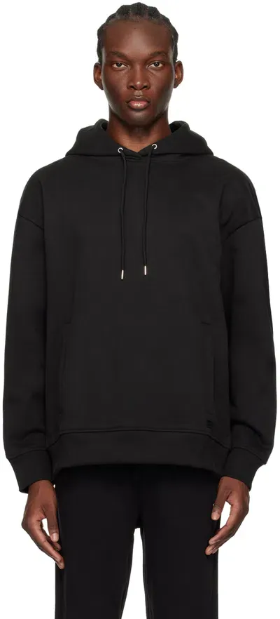 Hugo Black Heavyweight Hoodie In 001-black