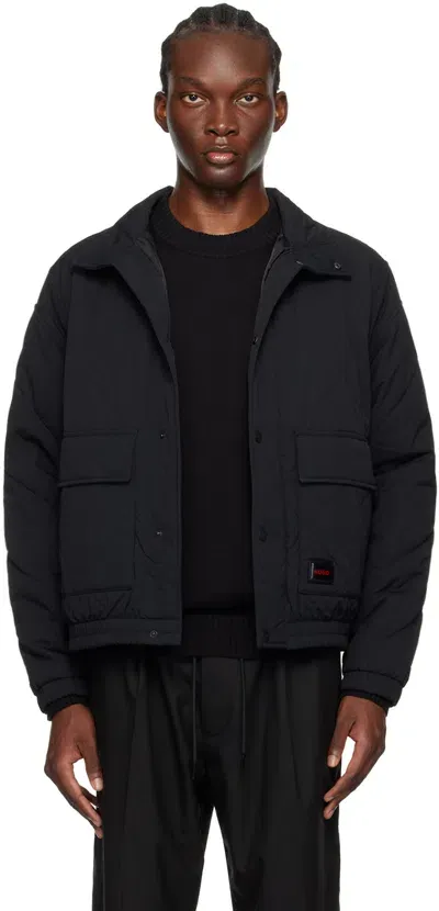 Hugo Black Insulated Jacket In 001-black