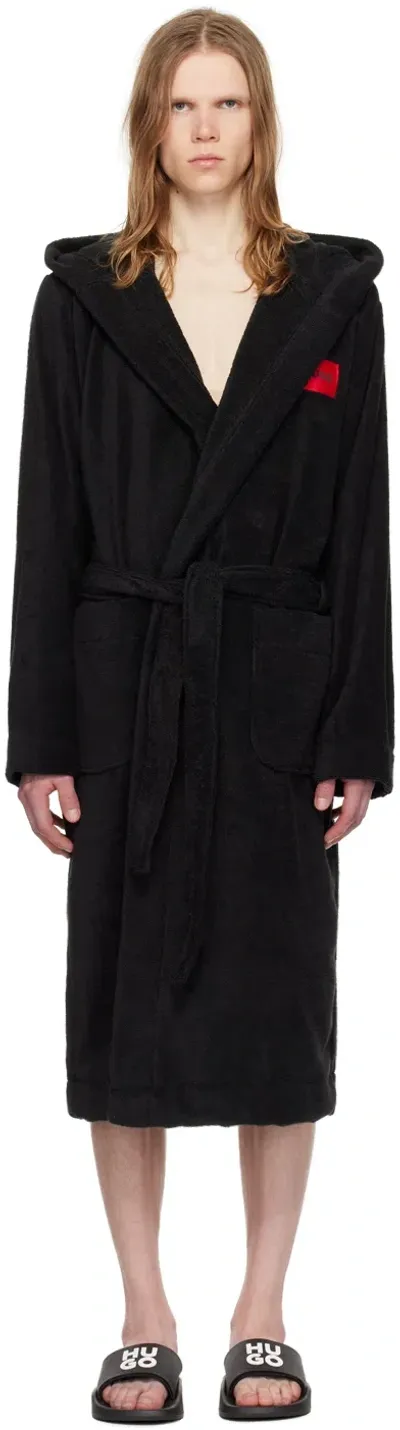 Hugo Black Label Bathrobe In 001-black