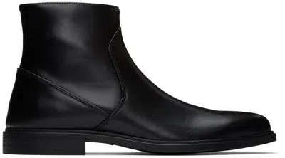 Hugo Black Leather Chelsea Boots In 001-black