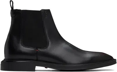 Hugo Black Leather Chelsea Boots In 001-black