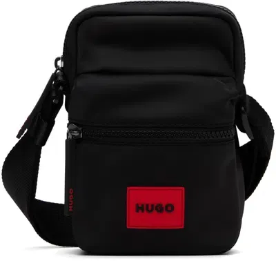 Hugo Black Logo Patch Crossbody Bag In Black 002