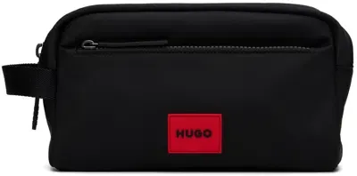 Hugo Black Logo Patch Vanity Pouch In 002-black