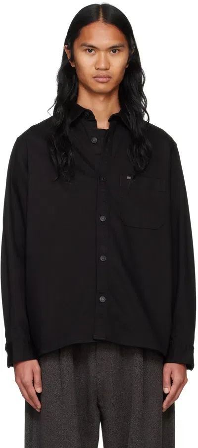 Hugo Black Loose-fit Denim Shirt In 001-black