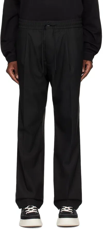 Hugo Black Loose-fit Trousers In 001-black