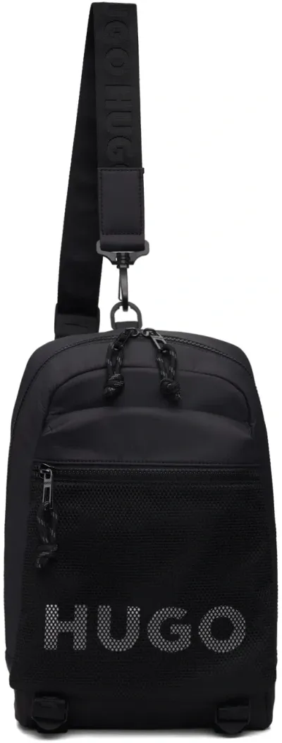 Hugo Black Monostrap Backpack In 001-black