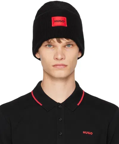 Hugo Black Patch Beanie