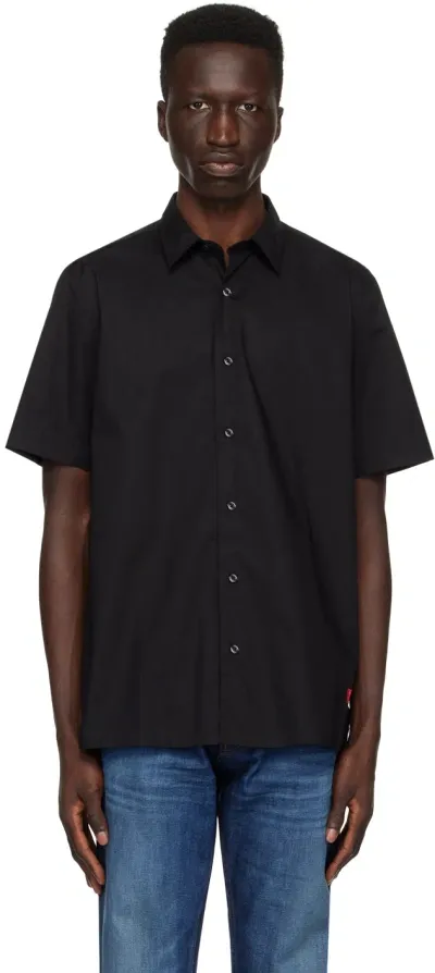 Hugo Black Patch Shirt In 001-black