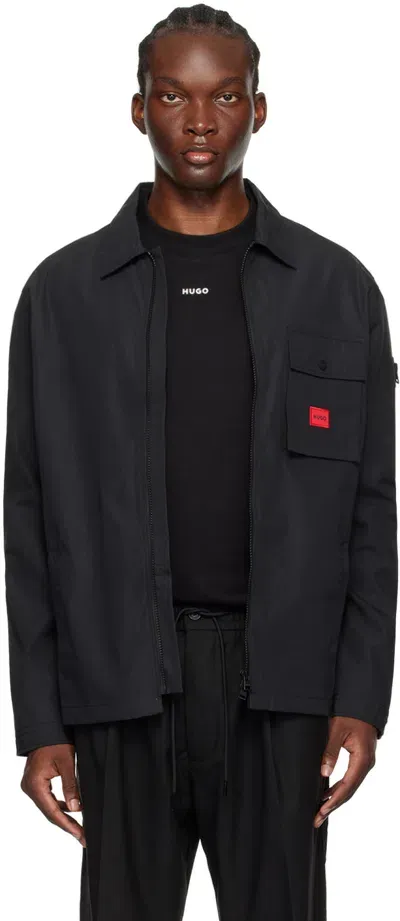 Hugo Black Patch Shirt In 001-black