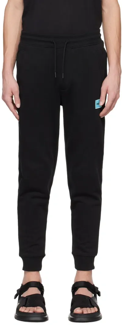 Hugo Black Patch Sweatpants In 009-black