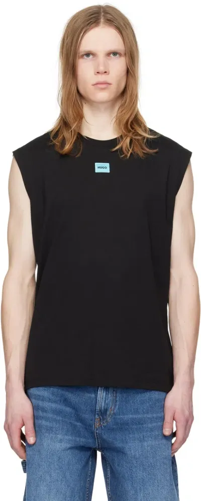 Hugo Black Patch Tank Top In 009-black