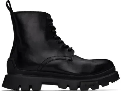 Hugo Black Polished Leather Boots