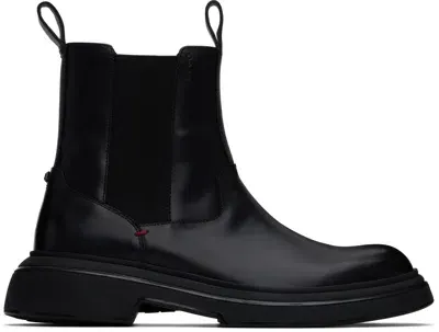 Hugo Black Polished Leather Chelsea Boots In 001-black