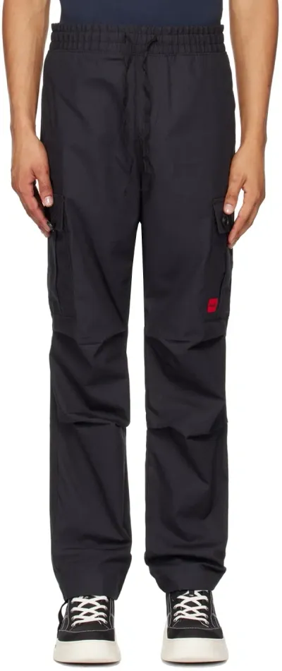 Hugo Black Regular-fit Cargo Pants In 001-black