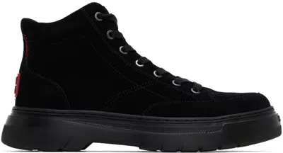 Hugo Black Stacked Logo Boots