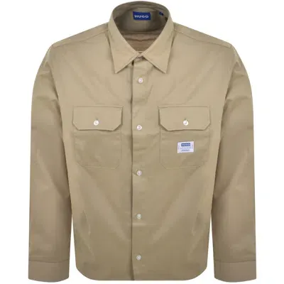 Hugo Blue Ekynone Long Sleeve Shirt Beige