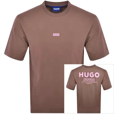 Hugo Blue Nalono T Shirt Brown