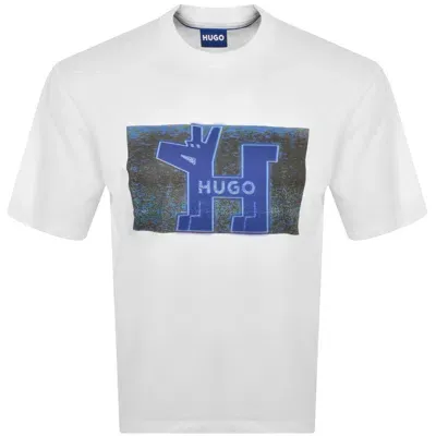 Hugo Blue Nedary Crew Neck T Shirt White