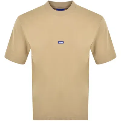 Hugo Blue Nieros Logo T Shirt Beige