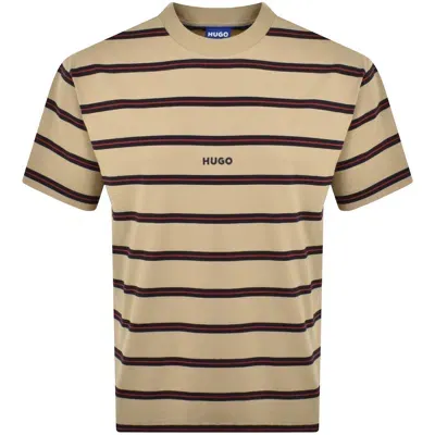 Hugo Blue Nistripo Striped T Shirt Beige