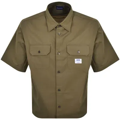 Hugo Blue Short Sleeve Ekyno Shirt Green