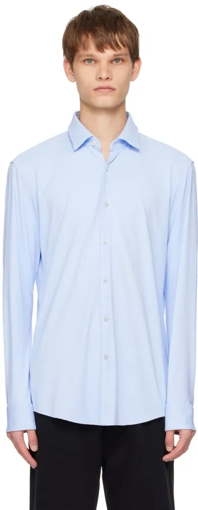 Hugo Blue Spread Collar Shirt In Hellblau