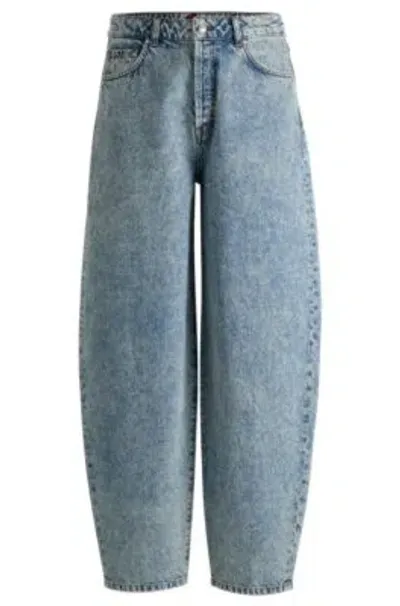 Hugo Blue Straight-fit Jeans With Wide Leg In Dark Blue