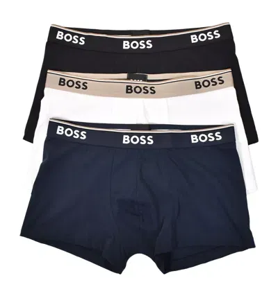 Hugo Boss 3 Pack Power Trunk Boxers 979 Blk/blu/wht In Black