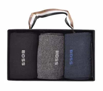 Hugo Boss 3 Pack Socks Gift Set 963 Black Grey Navy