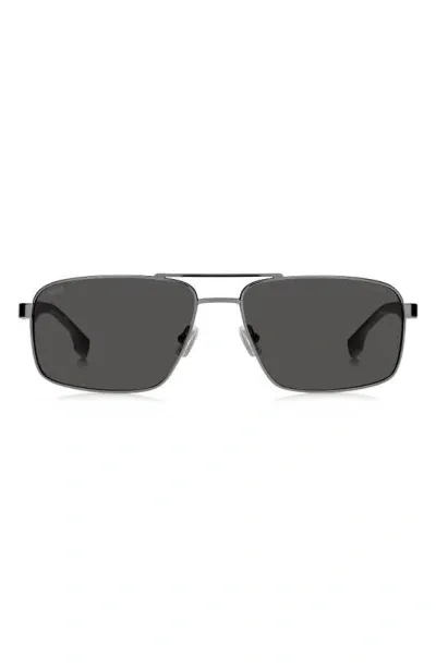 Hugo Boss 59mm Aviator Sunglasses In Dark Ruthenium Black