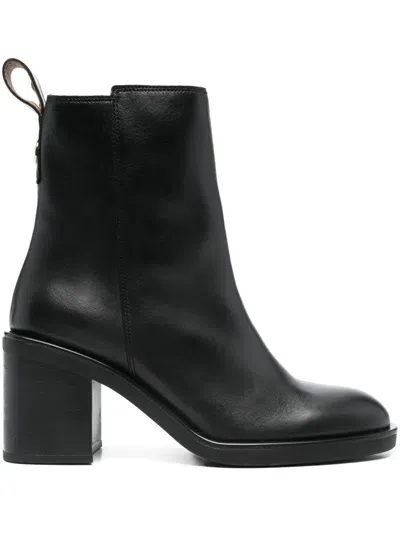 Hugo Boss 75mm Leather Ankle Boots In Black