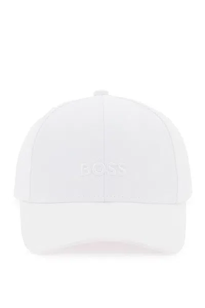 Hugo Boss Cotton-twill Six-panel Cap With Embroidered Logo In White