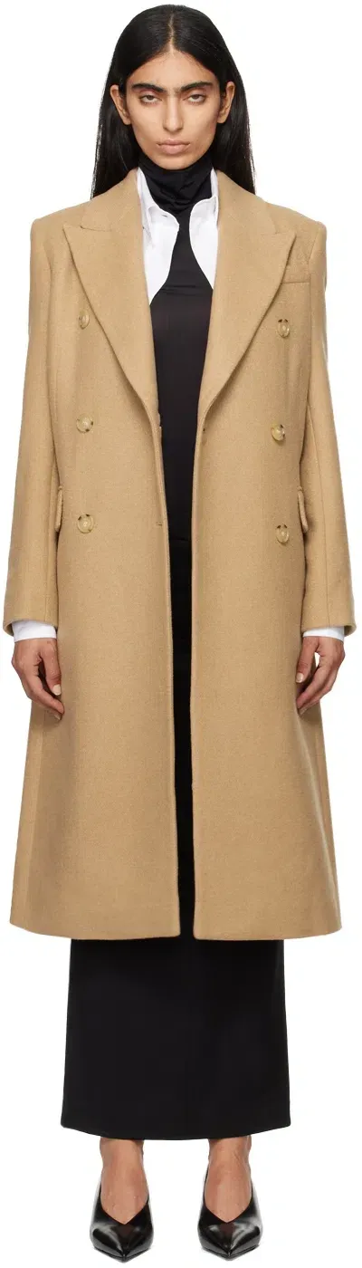 Hugo Boss Beige Long-length Twill Coat In 260 Medium Beige