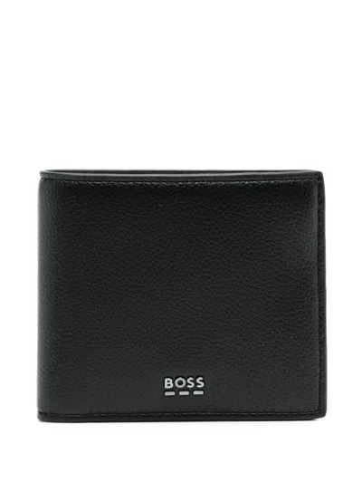 Hugo Boss Bi-fold Leather Wallet In 黑色