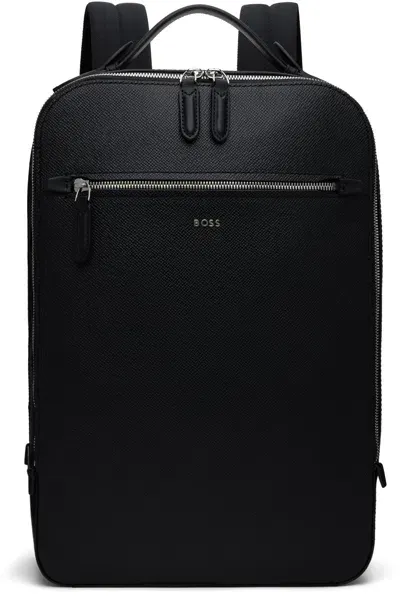 Hugo Boss Black Leather Backpack In 001