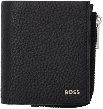 Hugo Boss Black Leather Bifold Wallet In 001-black