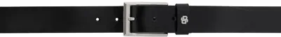 Hugo Boss Black Leather Double B Monogram Keeper Belt In 001-black