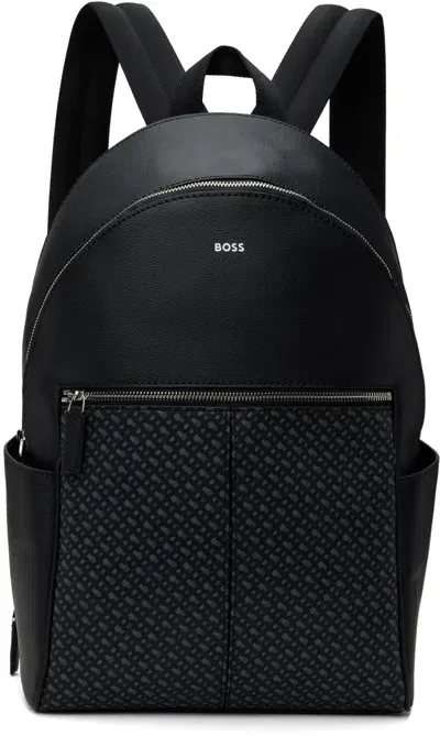 Hugo Boss Black Logo-printed Backpack In 001-black