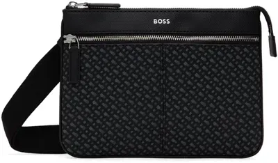 Hugo Boss Black Monogram Pattern Envelope Bag In 001-black