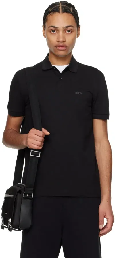 Hugo Boss Black Spread Collar Polo In 001-black