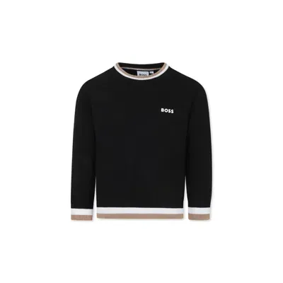 Hugo Boss Kids' Black Sweater For Boy With Logo